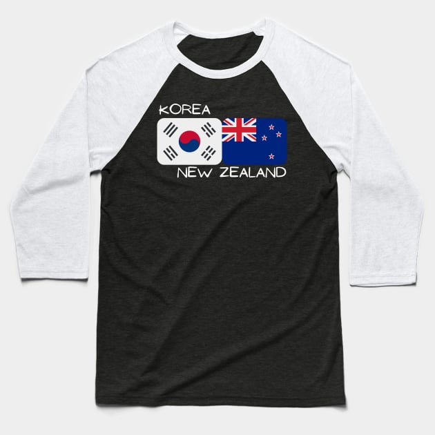 Korean New Zealander - Korea, New Zealand Baseball T-Shirt by The Korean Rage